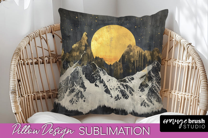 Boho Pillow Cover - Minimalist Landscape Pillow Sublimation Sublimation OrangeBrushStudio 