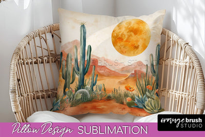 Boho Pillow Cover - Minimalist Landscape Pillow Sublimation Sublimation OrangeBrushStudio 