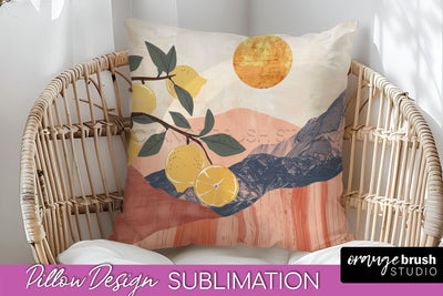 Boho Pillow Cover - Minimalist Landscape Pillow Sublimation Sublimation OrangeBrushStudio 