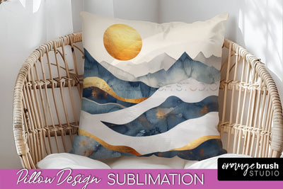 Boho Pillow Cover - Minimalist Landscape Pillow Sublimation Sublimation OrangeBrushStudio 