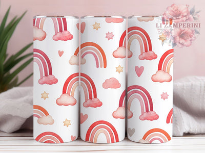 Boho Pink Rainbow Tumbler, Pink Rainbow, Colorful Pattern, Valentine Theme, Romantic Design, Vibrant Colors, 20Oz Tumbler, Sublimation Wrap Sublimation Li Zamperini 