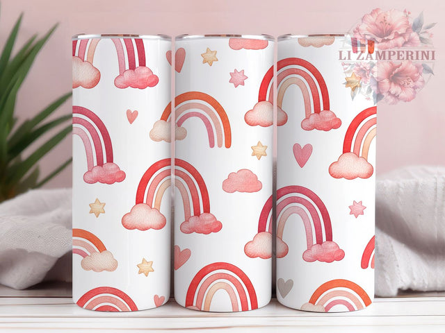 Boho Pink Rainbow Tumbler, Pink Rainbow, Colorful Pattern, Valentine Theme, Romantic Design, Vibrant Colors, 20Oz Tumbler, Sublimation Wrap Sublimation Li Zamperini 