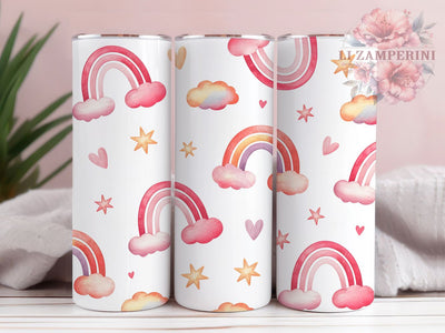 Boho Pink Rainbow Tumbler, Pink Rainbow, Colorful Pattern, Valentine Theme, Romantic Design, Vibrant Colors, 20Oz Tumbler, Sublimation Wrap Sublimation Li Zamperini 