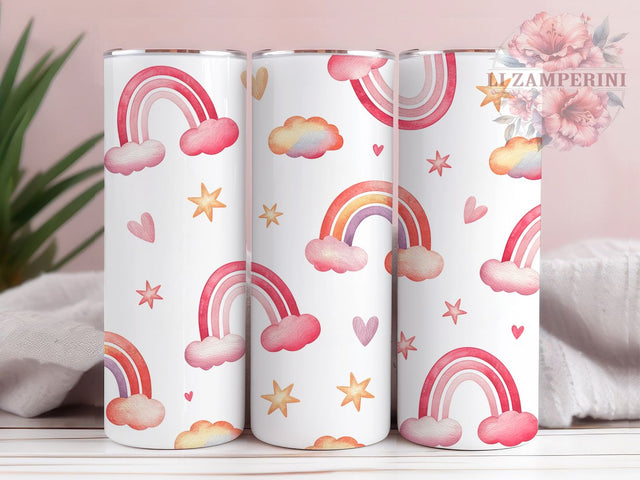 Boho Pink Rainbow Tumbler, Pink Rainbow, Colorful Pattern, Valentine Theme, Romantic Design, Vibrant Colors, 20Oz Tumbler, Sublimation Wrap Sublimation Li Zamperini 