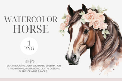 Boho Pinto Horse with Flowers Clipart PNG SVG BijouBay 