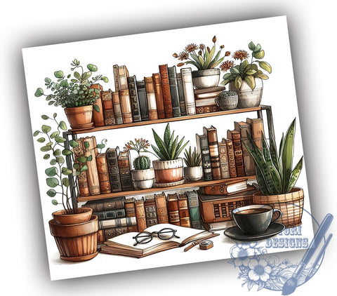 Boho Plant Shelves 20oz Skinny Tumbler, Lover Librarian Tumbler Png, Straight & Tapered Tumbler Wrap, Instant Digital Download Sublimation ToriDesigns 