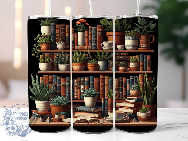 Boho Plant Shelves 20oz Skinny Tumbler, Lover Librarian Tumbler Png, Straight & Tapered Tumbler Wrap, Instant Digital Download Sublimation ToriDesigns 