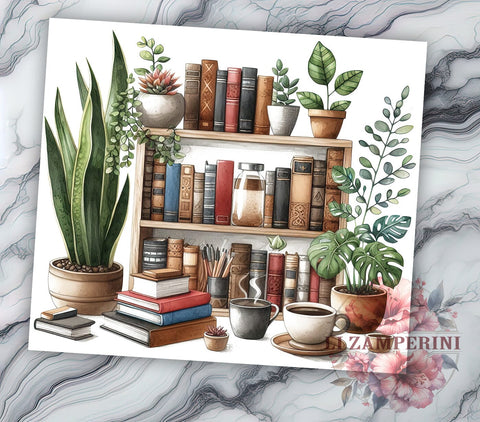 Boho Plant Shelves 20oz Tumbler Wrap PNG, Lover Librarian Tumbler Png, Straight & Tapered Tumbler Wrap, Instant Digital Download Sublimation Li Zamperini 