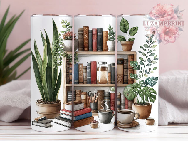 Boho Plant Shelves 20oz Tumbler Wrap PNG, Lover Librarian Tumbler Png, Straight & Tapered Tumbler Wrap, Instant Digital Download Sublimation Li Zamperini 