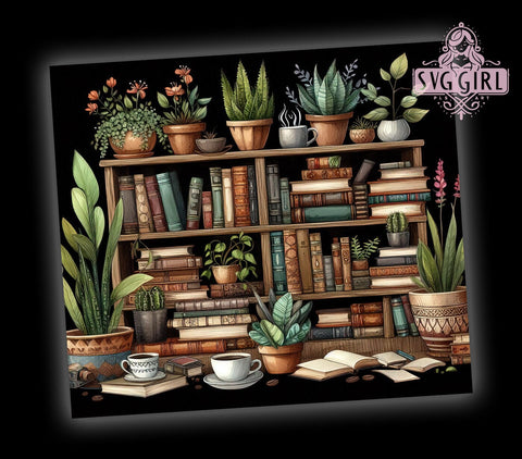 Boho Plant Shelves 20oz Tumbler Wrap Sublimation Design, Straight Tapered Tumbler Wrap, Books Plants Tumbler Png, Instant Digital Download Sublimation SvggirlplusArt 