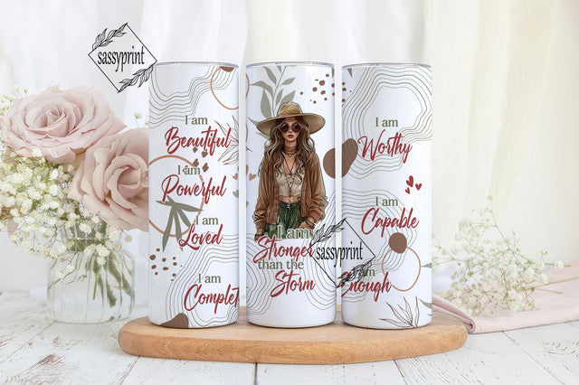 Boho Positive Affirmations, Self Love 20oz Skinny Tumbler Sublimation Design Digital Download PNG Instant , Straight Wrap Sublimation sassyprint 