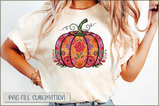 Boho Preppy Fall Pumpkin PNG Sublimation Shetara Begum 
