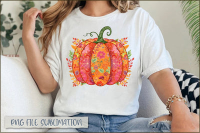 Boho Preppy Fall Pumpkin PNG Sublimation Shetara Begum 
