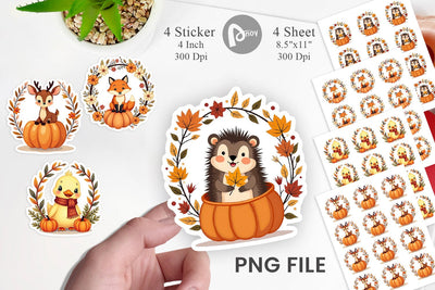 Boho Pumpkin Critters Sticker Sublimation artnoy 