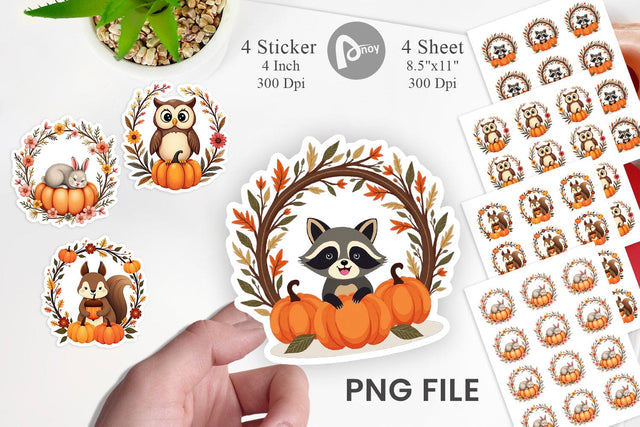 Boho Pumpkin Critters Sticker Sublimation artnoy 