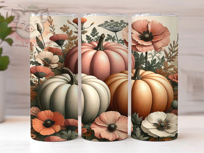Boho Pumpkin Floral Fall Tumbler Wrap, Fall Pumpkin Png, 20oz Skinny Tumbler, Sublimation Download, Wildflower Tumbler Wrap, Autumn Tumbler Design, Trendy Fall Tumbler Sublimation Lara' s Designs 