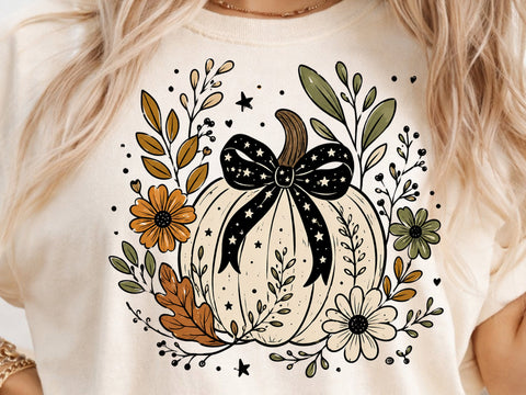 Boho Pumpkin Floral Halloween PNG SVG DesignDestine 