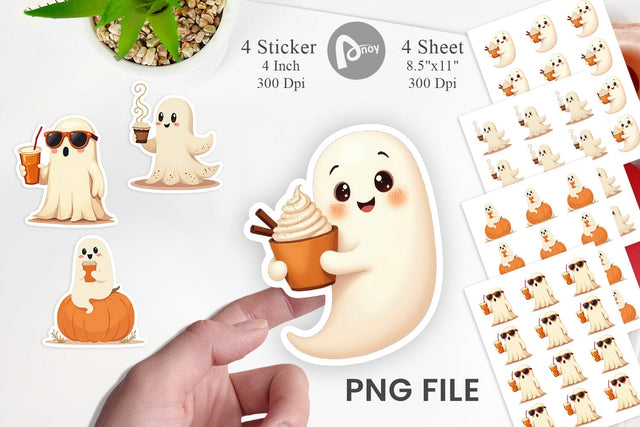 Boho Pumpkin Ghosts Sticker Sublimation artnoy 