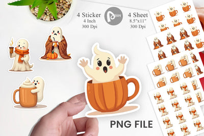 Boho Pumpkin Ghosts Sticker Sublimation artnoy 