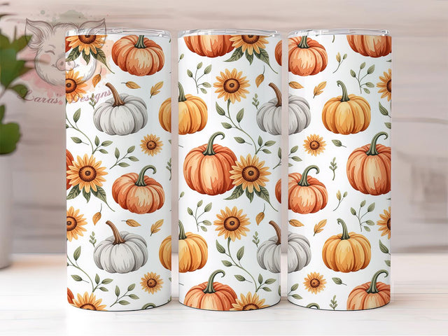 Boho Pumpkin Rustic Autumn Tumbler, Fall Vibes, Cute Autumn, Rustic Wrap, Pumpkin Tumbler, Sublimation Design, 20Oz Cup Sublimation Lara' s Designs 