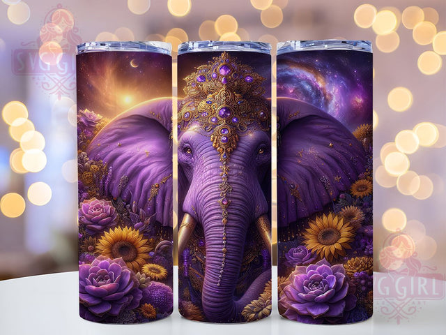 Boho Purple Sunflower Elephant Tumbler Wrap, Boho Elephant, Sunflower Elephant, 20oz Tumbler Wrap, Sublimation Design, Boho Tumbler, Elephant Wrap Sublimation SvggirlplusArt 