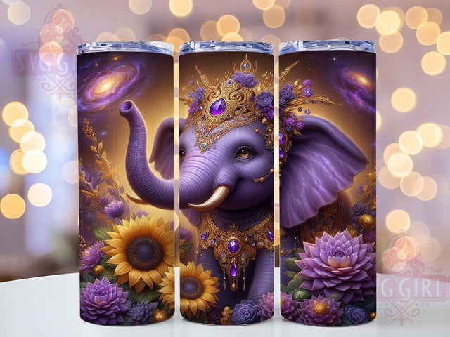 Boho Purple Sunflower Elephant Tumbler Wrap, Boho Elephant, Sunflower Elephant, 20oz Tumbler Wrap, Sublimation Design, Boho Tumbler, Elephant Wrap Sublimation SvggirlplusArt 