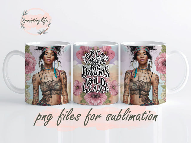 Boho Quote Mug Wrap Design, Instant Digital Design Download Mug Wrap Design, Mug Design PNG Sublimation PrintingLife 