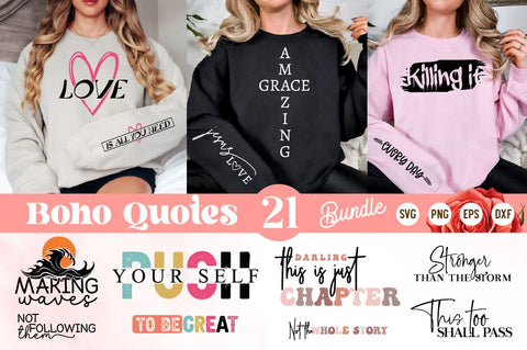 Boho Quote Sleeve svg bundle,Inspirational Quotes Positive Affirmation Motivation Quotes SVG Regulrcrative 