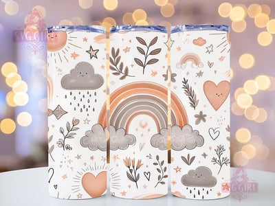 Boho Rainbow 20oz Tumbler Wrap Sublimation Design, Straight Tapered Tumbler Wrap, Brown Rainbow Tumbler Png, Instant Digital Download Sublimation SvggirlplusArt 