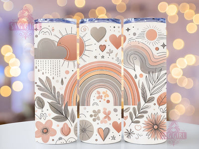 Boho Rainbow 20oz Tumbler Wrap Sublimation Design, Straight Tapered Tumbler Wrap, Brown Rainbow Tumbler Png, Instant Digital Download Sublimation SvggirlplusArt 