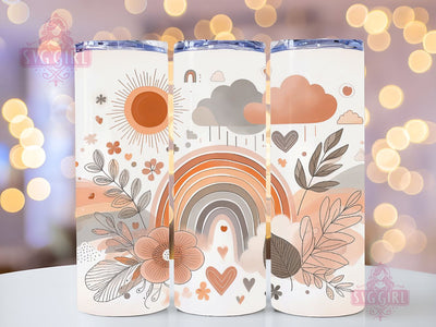 Boho Rainbow 20oz Tumbler Wrap Sublimation Design, Straight Tapered Tumbler Wrap, Brown Rainbow Tumbler Png, Instant Digital Download Sublimation SvggirlplusArt 
