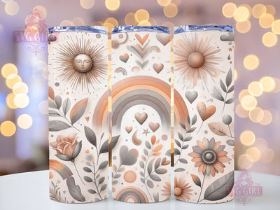 Boho Rainbow 20oz Tumbler Wrap Sublimation Design, Straight Tapered Tumbler Wrap, Brown Rainbow Tumbler Png, Instant Digital Download Sublimation SvggirlplusArt 