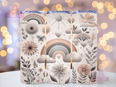 Boho Rainbow 20oz Tumbler Wrap Sublimation Design, Straight Tapered Tumbler Wrap, Brown Rainbow Tumbler Png, Instant Digital Download Sublimation SvggirlplusArt 