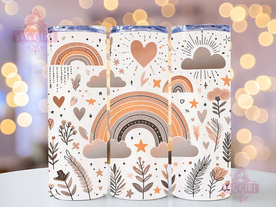 Boho Rainbow 20oz Tumbler Wrap Sublimation Design, Straight Tapered Tumbler Wrap, Brown Rainbow Tumbler Png, Instant Digital Download Sublimation SvggirlplusArt 