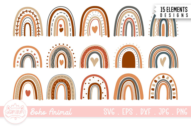 Boho Rainbow Clipart Bundle | Bohemian Rainbow SVG dapiyupi store 
