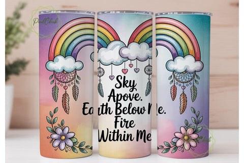 Boho Rainbow Dreamcatcher 20oz Tumbler Sublimation PixelChick 