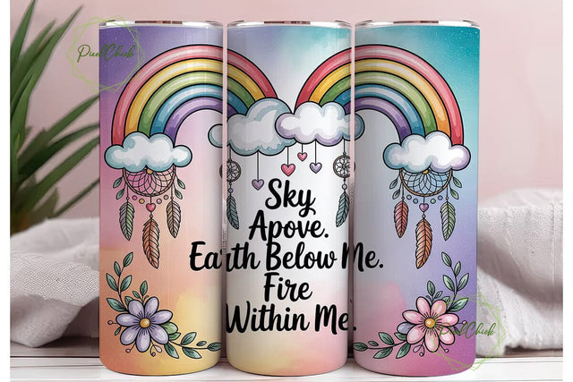 Boho Rainbow Dreamcatcher 20oz Tumbler Sublimation PixelChick 