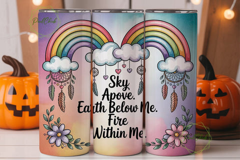 Boho Rainbow Dreamcatcher 20oz Tumbler Sublimation PixelChick 