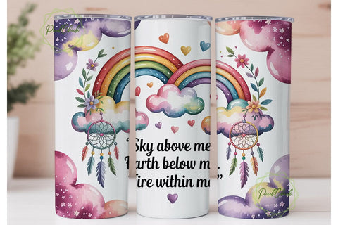 Boho Rainbow Dreamcatcher 20oz Tumbler Sublimation PixelChick 