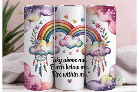 Boho Rainbow Dreamcatcher 20oz Tumbler Sublimation PixelChick 