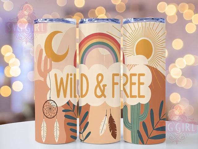 Boho Rainbow Free Spirit Tumbler Wrap, Free Spirit Design, Colorful Boho Art, Hippie Style Cup, Modern Rainbow Gift, Freedom Quote Wrap, Vibrant Sublimation Sublimation SvggirlplusArt 