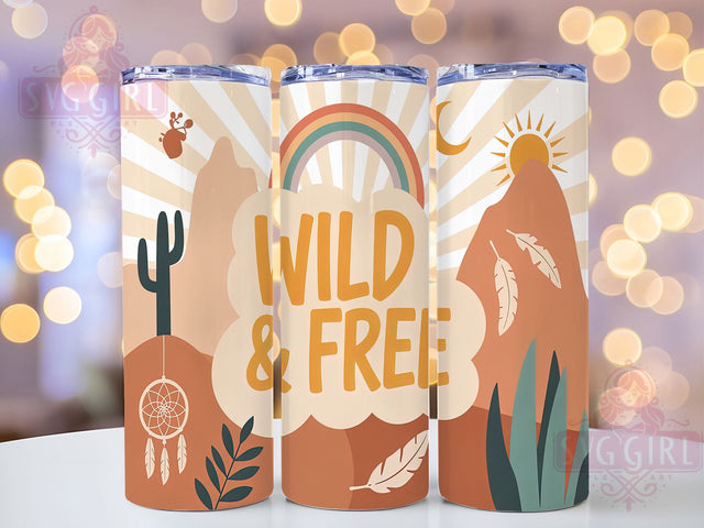 Boho Rainbow Free Spirit Tumbler Wrap, Free Spirit Design, Colorful Boho Art, Hippie Style Cup, Modern Rainbow Gift, Freedom Quote Wrap, Vibrant Sublimation Sublimation SvggirlplusArt 