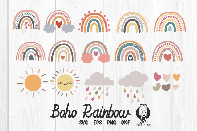 Boho Rainbow hand drawn svg SVG dadan_pm 