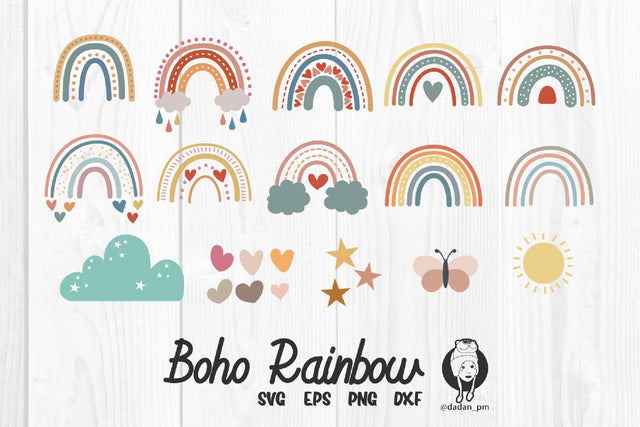 Boho Rainbow hand drawn svg SVG dadan_pm 