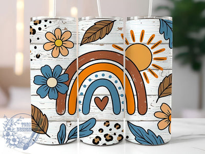 Boho Rainbow Heart 20oz Tumbler, Boho rainbow, Heart tumbler wrap, Sublimation design, 20oz skinny tumbler, Rainbow heart clipart, Boho tumbler wrap, Sublimation tumbler design Sublimation ToriDesigns 
