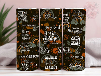 Boho Rainbow Inspirational Sublimation Wrap PNG, Daily Affirmations file, Bohemian Elegant Chic 20oz Tumbler Wrap PNG, Straight & Tapered Tumbler Wrap, Instant Digital Download Sublimation Li Zamperini 