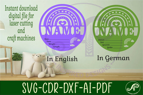 Boho rainbow Newborn Baby stats, Birth plaque, name SVG APInspireddesigns 