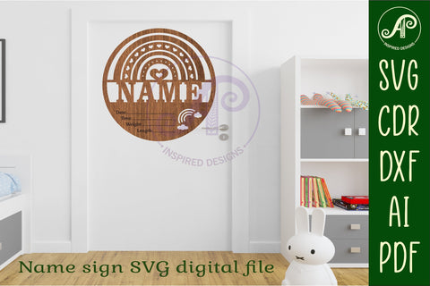 Boho rainbow Newborn Baby stats, Birth plaque, name SVG APInspireddesigns 