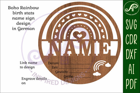 Boho rainbow Newborn Baby stats, Birth plaque, name SVG APInspireddesigns 
