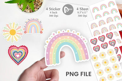 Boho Rainbow Pastels Sticker Sublimation artnoy 